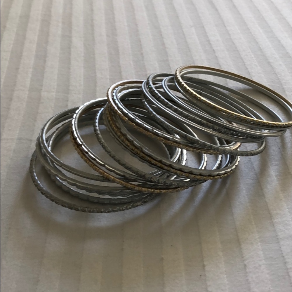 Indian Silver Sparkle Bangle Set...